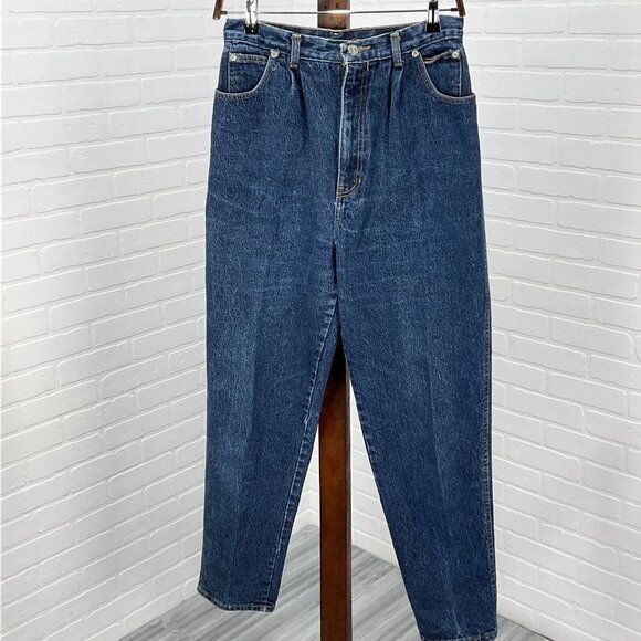 Sasson Jeans Women 14 27Wx30L Dark Blue Baggy Mom Tapered Cotton‎ Retro VTG 80s - Picture 2 of 12